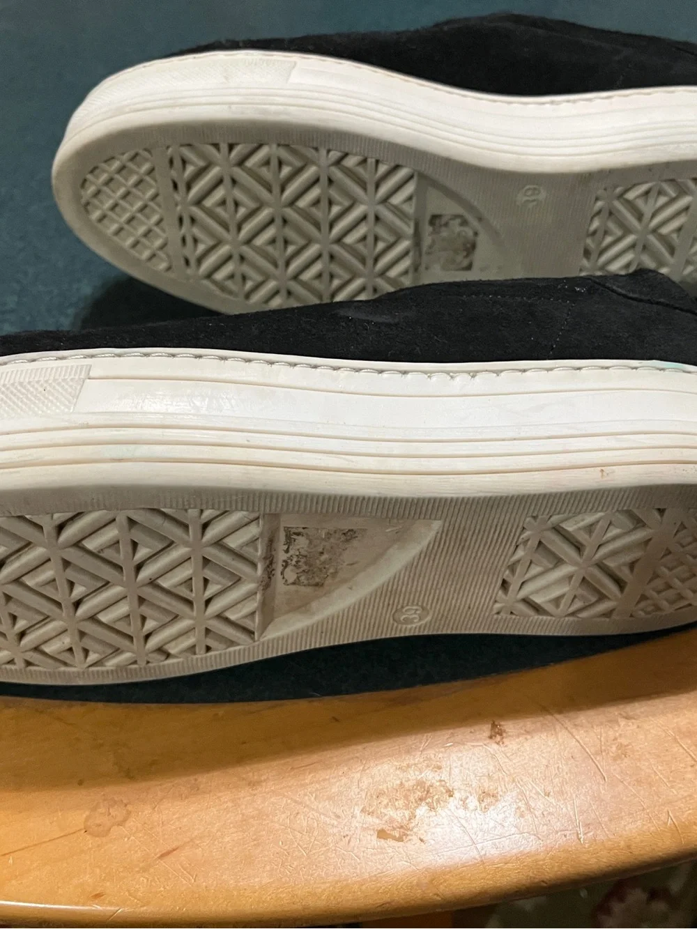 Womens 's Black Suede Slip-On Platform Sneakers.39